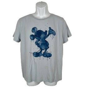 Disney Mickey Mouse Shirt Men Large Blue Graphic Short Sleeve Tee